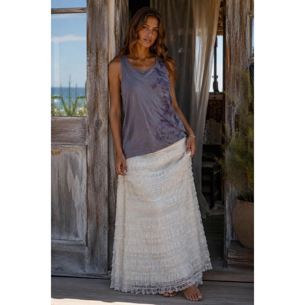 Blue Fish‎ Tank Top 0 Organic Cotton Boho Art to Wear Lagenlook